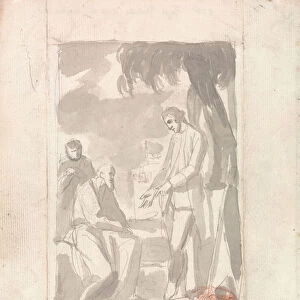 Major Pierson and the Brahman (grey wash on laid paper) (see 153905)