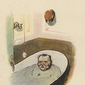 Man in a bathtub (colour litho)