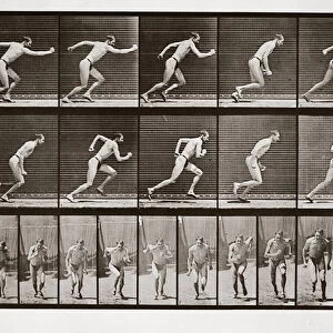 Man running, Plate 59 from Animal Locomotion, 1887 (b / w photo)