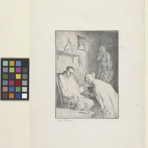 William Strang's Man and Witch Etching Print