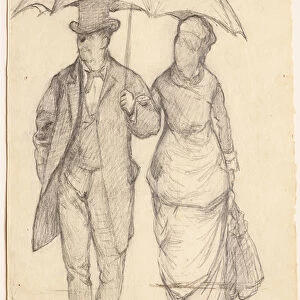 Man and woman under an umbrella (Study for Paris Street, Rainy Day)