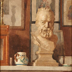 The Mantelpiece - with Plaster Bust of Victor Hugo by Rodin (watercolour)