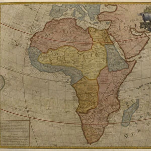 Map of Africa, published in 1700, Paris (colour engraving)