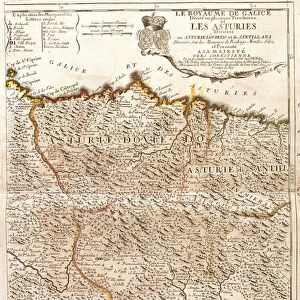 Map of Asturias (Spain) (Engraving, 1717)