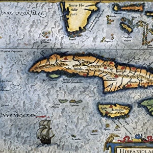 Map of the Caribbean Sea by Christophe Plantin, 1588