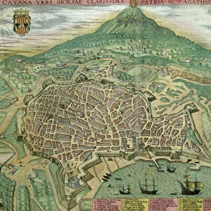 Map of Catania, from Civitates Orbis Terrarum by Georg Braun (1541-1622