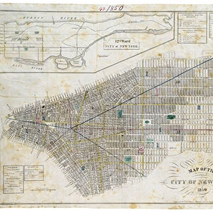 Map of the City of New York, 1850 (black ink, with colour wash, on paper)