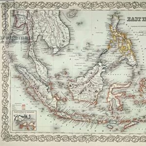 Map of the East Indies (colour engraving)