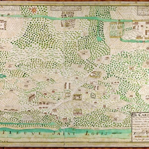 Map of Fort Rosalie des Natchez, Louisiana (gouache on paper)