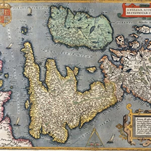 A Map of Great Britain, 1587 (hand coloured engraving)