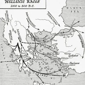 Map of Hellenic Races Distribution, 1000 - 800 BC Print
