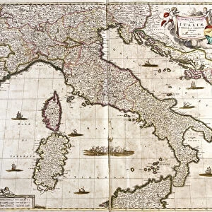 Map of Italy, Corsica and Sardinia (etching, 1671)