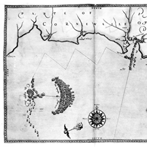 Map No. 2 Showing the route of the Armada fleet, engraved by Augustine Ryther, 1588
