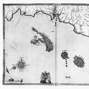 Map No. 3 Showing the route of the Armada fleet, engraved by Augustine Ryther, 1588