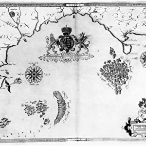 Map No. 5 Showing the route of the Armada fleet, engraved by Augustine Ryther, 1588