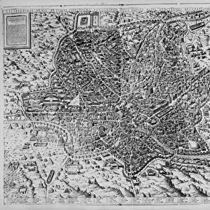 Map of Rome, 1579 (etching) (b / w photo)