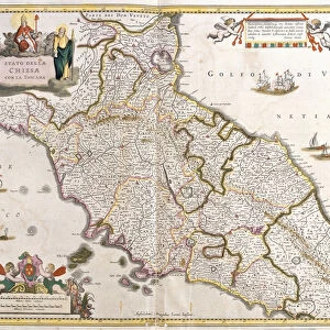 Map of the States of the Church in Tuscany (Italy) (etching, 1671)
