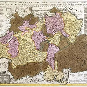 Map of the Swiss federation (etching, 1730)
