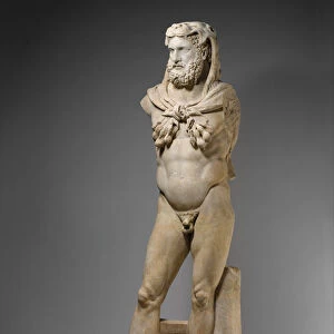 Marble statue of a bearded Hercules, 68-98 AD (marble)