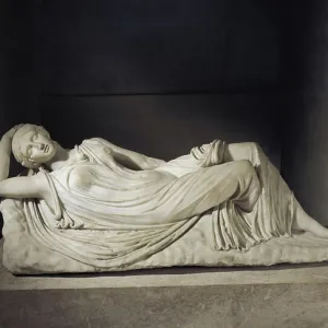 Marble statue of sleeping Ariadne, abandoned by Theseus on Naxos