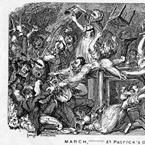 March, - St Patricks Day, from The Comic Almanack, 1838 (etching)