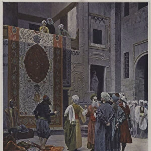 Marchand de Tapis au Caire (Carpet Seller in Cairo) (colour litho)