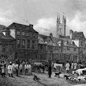 Market Day at Ashford, Kent, engraved by T. Garner, 1830 (engraving)