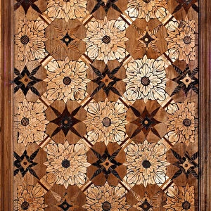 Marquetry decorated with floral motifs in wood, 1429-1481 Basilica di Santa Maria delle Grazie Milan (wood inlay decorated with floral motifs)