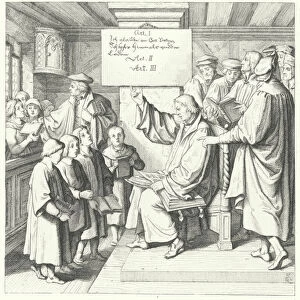 Martin Luther introduces the Catechism to schoolchildren (engraving)