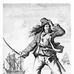 Mary Read - English female pirate, 18th century (engraving)
