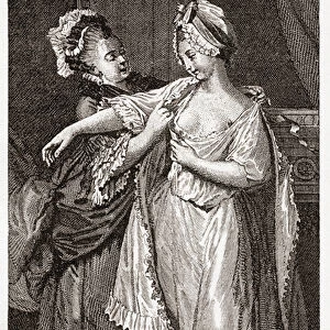 Mary Robinson preparing to receive the Duke of Chartres (engraving)