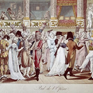 Masked ball at the Opera of Paris, 19th century (lithography)