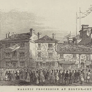 Masonic Procession at Bolton, Churchgate (engraving)