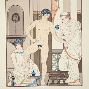 Massage, illustration from The Works of Hippocrates, 1934 (colour litho)