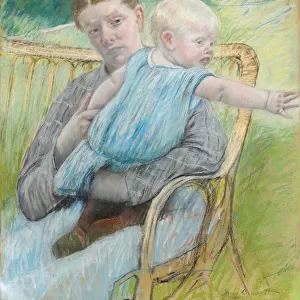Mathilde portant son bebe (Mathilde Holding Baby) - Pastel on paper (72, 7x60, 4 cm), by Mary Cassatt (1845-1926), ca 1889 - Private Collection