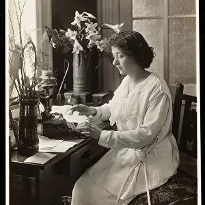 Maude Fealy seated at a typewriter, c. 1915 (silver gelatin print)
