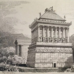 The Mausoleum of Halicarnassus, from a series of the Seven Wonders of the Ancient World. 1886 (engraving)