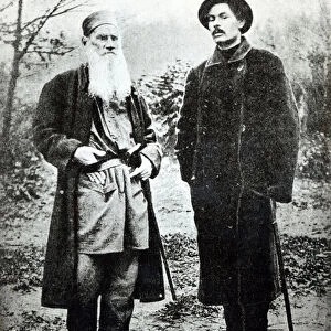 Maxim Gorky (Aleksei Maksimovich Peshkov) visiting Lev Tolstoy at Yasnaya Polyana in 1900
