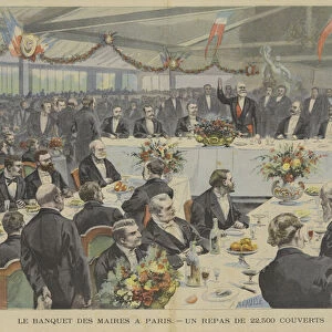 Mayors banquet in Paris: a meal for 22, 500 (colour litho)