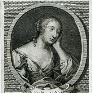Medallion portrait of Madame de La Fayette, French novelist (engraving)