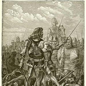 Mediaeval Battle of French and English--John at Poitiers (engraving)