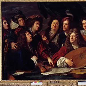 Meeting of musicians Painting by Francois Puget (1651-1707) 1688 Sun. 1, 47x2, 12 m