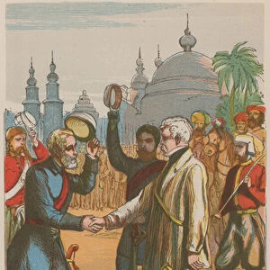 Meeting of Sir Colin Campbell and General Havelock (coloured engraving)