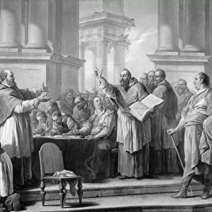 Meeting of St. Augustine and the Donatists (oil on canvas) (b / w photo)