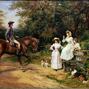 A Meeting By A Stile (oil on canvas)