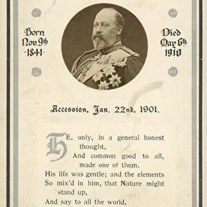 Memorial card, King Edward VII (b / w photo)