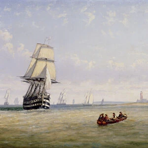 Men-o -War, Schooners and Royal Navy Yachts in Busy Channel Scene off the Fastnet