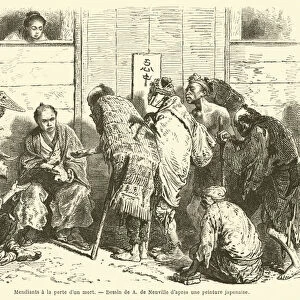 Mendiants a la porte d un mort (engraving)