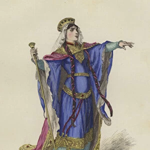 Merovingian Queen, 480 (coloured engraving)