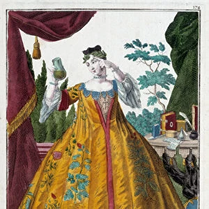 Metier: A doctors wife. Engraving by Martin Engelbrecht (1684-1756)